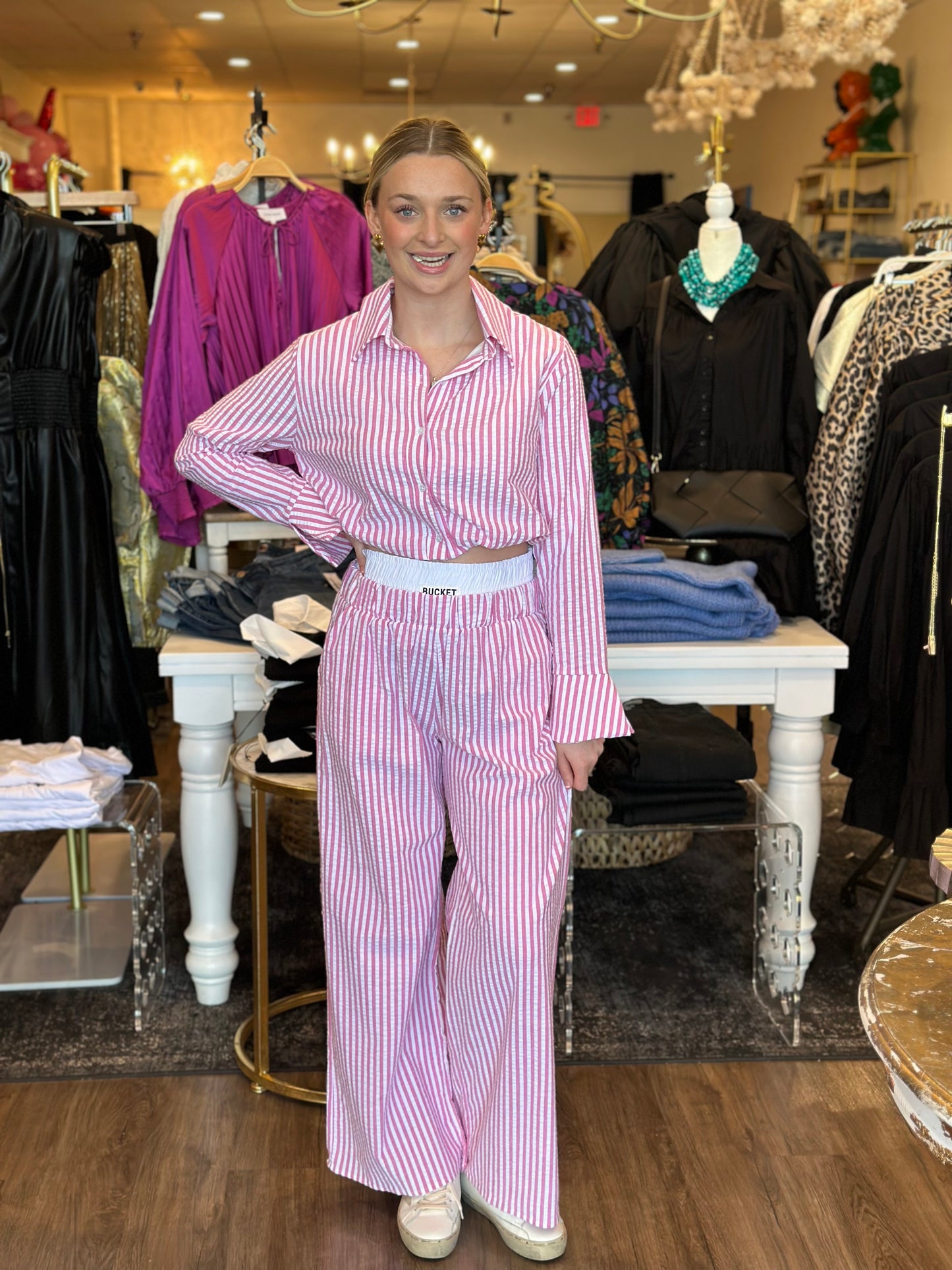 Striped Cropped Collared Shirt