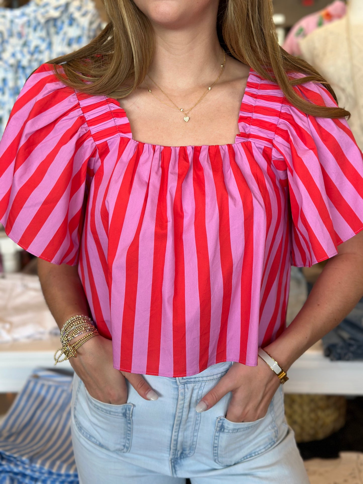 Stripe Square Neck Top