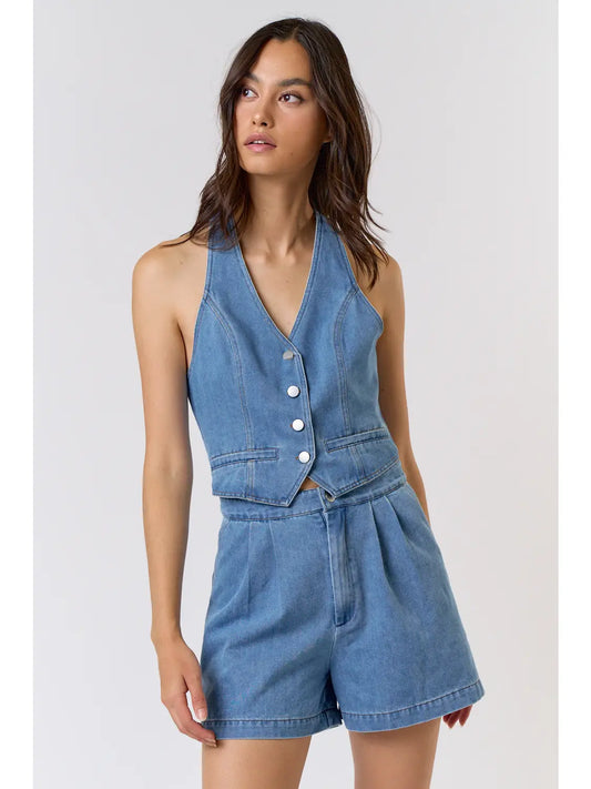 Halter Denim Romper