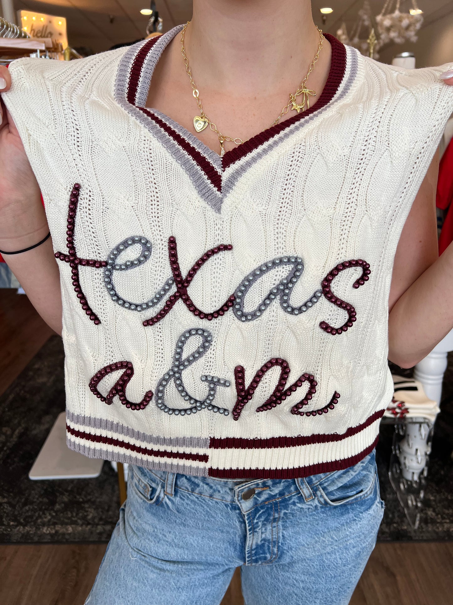 Queen of Sparkles Texas A&M Sweater Vest